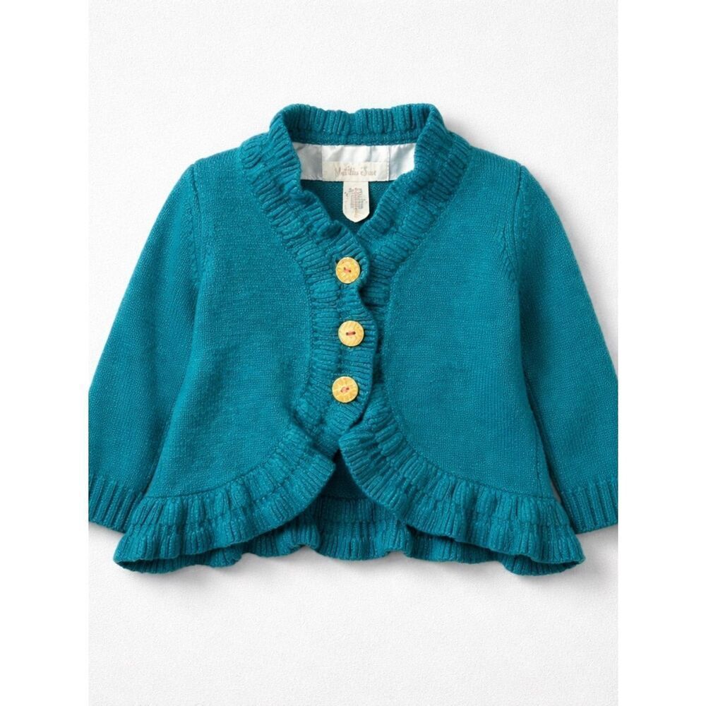 Matilda Jane Teal castles Cardigan sweater EUC 6-12 months